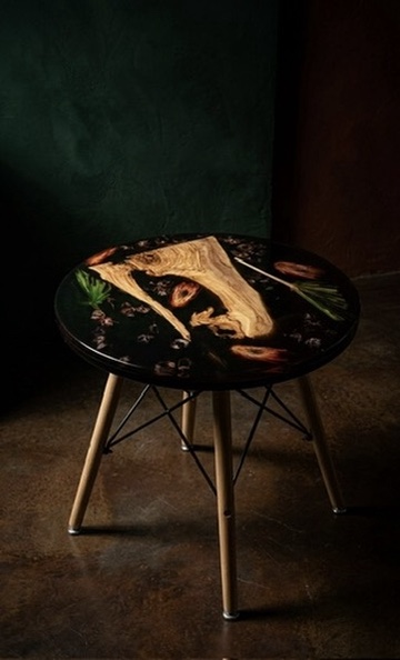 Epoxidový stôl s olivovým drevom a tropickými kvetmi - Tropic